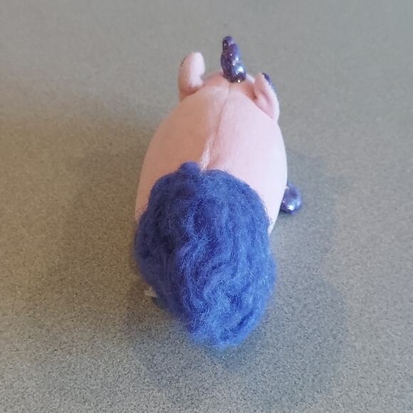 Fuzzee Tails Pink Purple Unicorn Abra 6" Plush Glitter Eyes Stuffed Animal - Picture 3 of 7